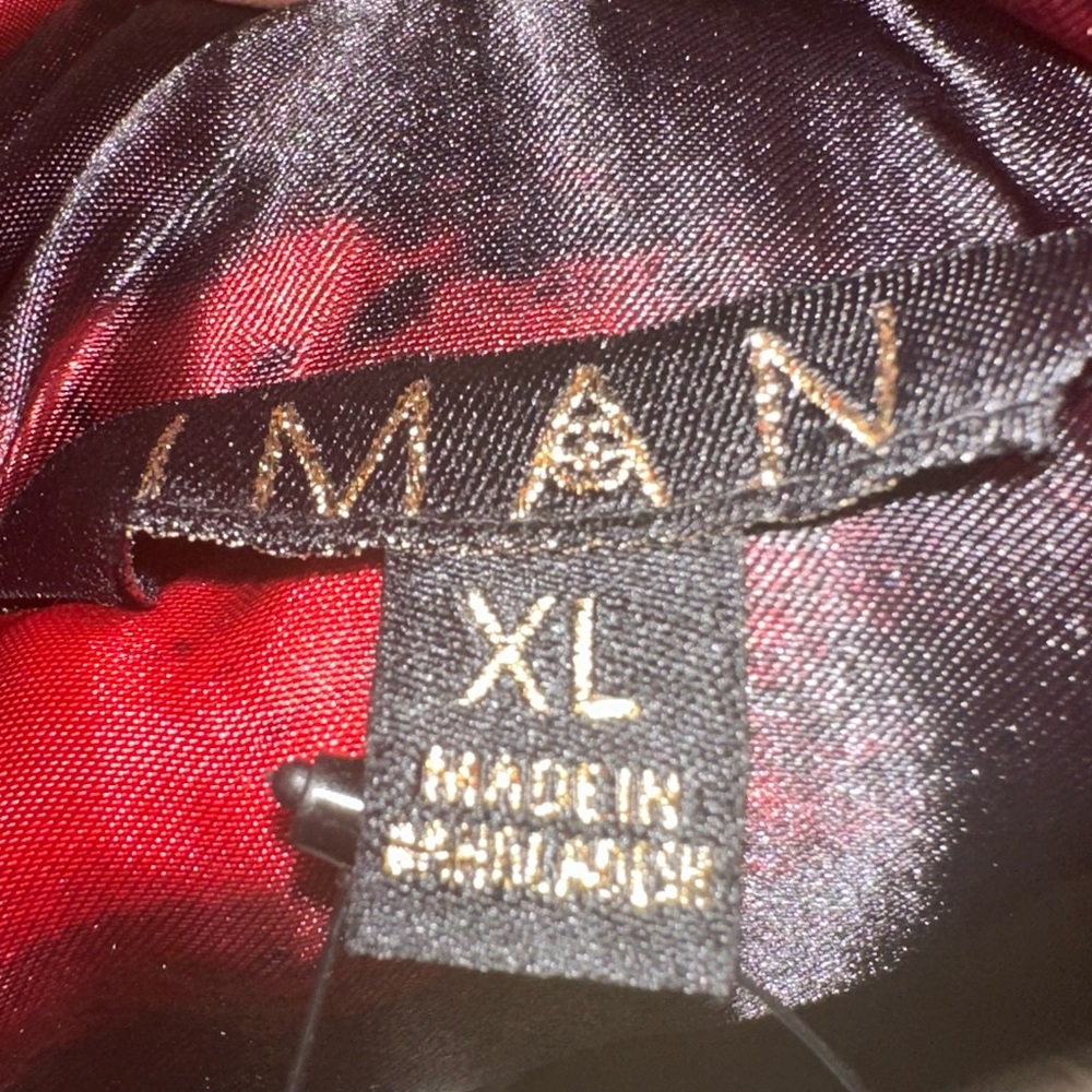 IMAN Global Chic Red and Black Brushstoke Belted Coat NWT - Picture 6 of 14